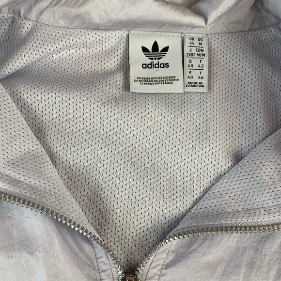 Adidas Windbreaker Pullover Jacket Drawstring Waist Gray Silver Size Medium - Picture 6 of 15